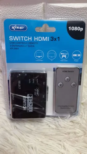 Switch HDMI 3 em 1 com controle e seletor de entrada / OFERTA IMPERDÍVEL