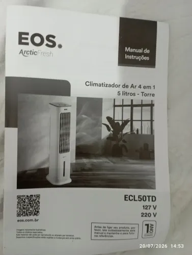 Climatizador de Ar Torre EOS Arctic Fresh 5 Litros 4 em 1 com Controle Remoto ECL50TD 127V