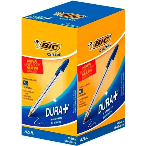Caneta Esferográfica Cristal 1mm Azul Cx Com 50 Un - Bic