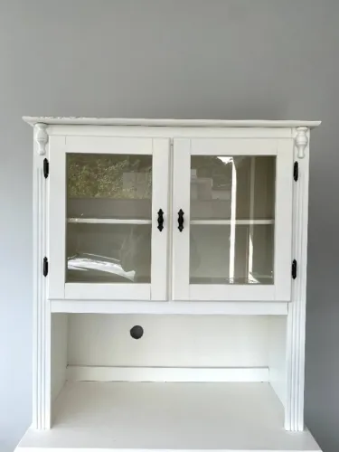 Cristaleira / Buffet Provençal Branco com Gaveta e Vidros