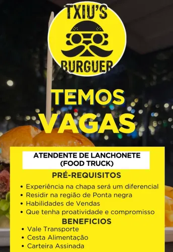 Vaga Food Truck Hamburgueria