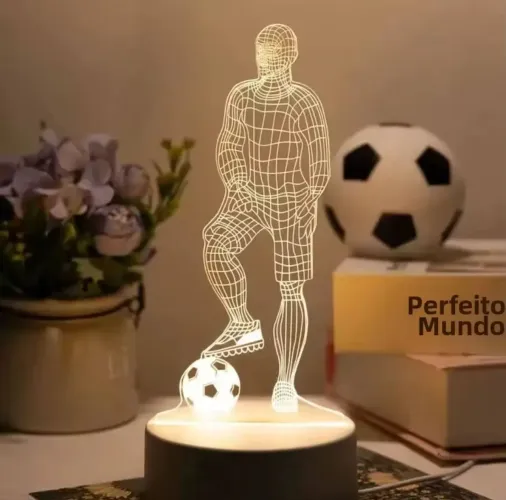 Luminária Led 3D tema de futebol candeeiro de mesa