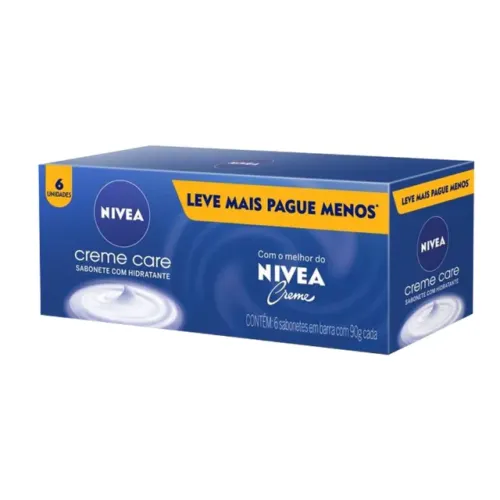 NIVEA Sabonete em Barra Creme Care, caixa com 6 sabonetes