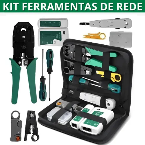 Kit Profissional Manutenção Rede Informática Lan Internet Testador De Cabos Alicate Crimpa