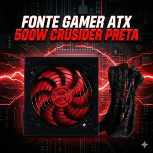 Fonte Gamer ATX 500W Crusader Preta Fortrek