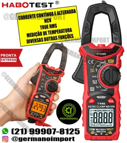 Alicate Amperímetro Digital HT206D ? True RMS, NCV, 600A pronta entrega