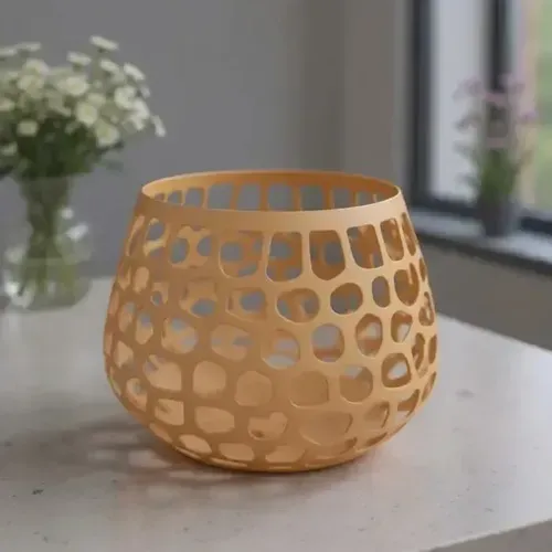 Vaso Decorativo Bravura 18cm Impressão 3d Moderno Vazado