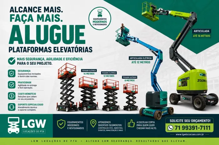 Aluguel de máquinas Lift PTA Plataformas Elevatórias 