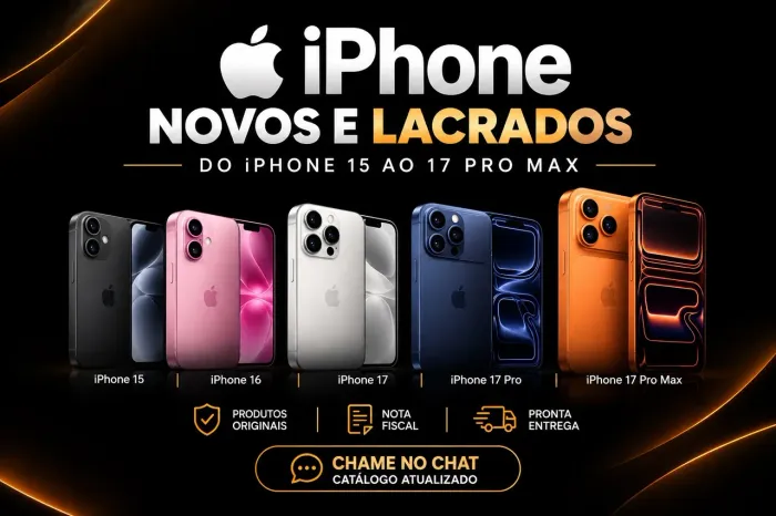 iPhone 15 16 17 Pro e Pro Max | Novos e Lacrados | Várias Cores e Memórias