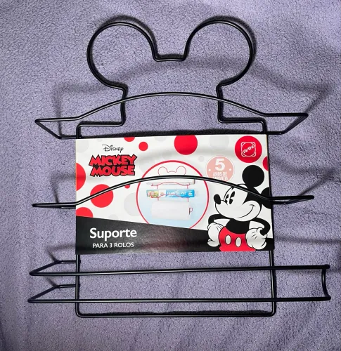Suporte para Rolos de Papel Toalha Triplo Mickey Preto