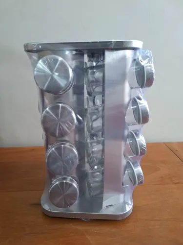 Porta temperos 16 compartimentos, inox que gira
