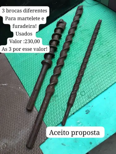 3 brocas para martelete ou furadeira! Usados , aceito proposta