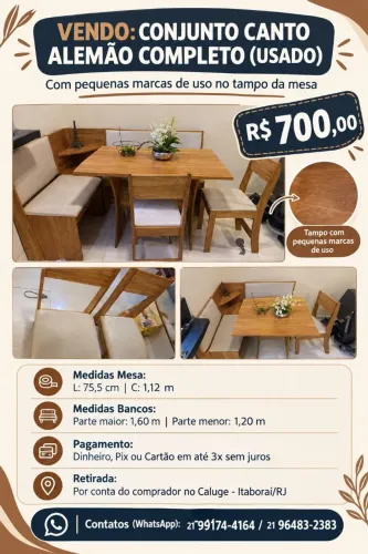 Mesa com canto alemão