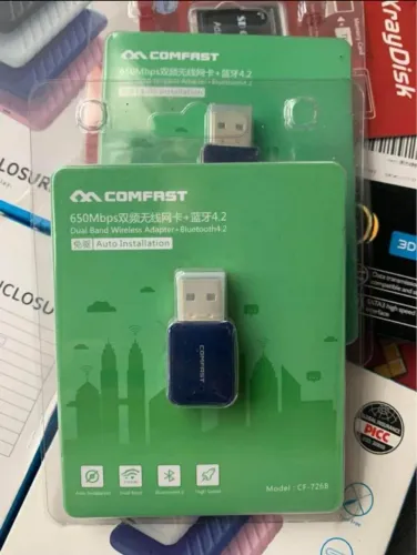 Adaptador de wifi 5ghz Comfast, antena Dual Band 650mbps bluetooth 4.2