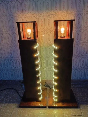 Luminária Decorativa de Madeira com Led/1 Unidade