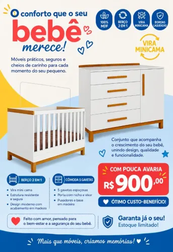 KIT COMODA + BERÇO