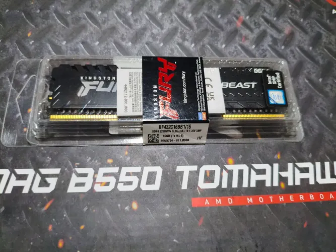 Memória RAM Kingston<br>Fury Beast, 16GB,<br>3200MHz, DDR4, CL16,<br>R$ 474,20<br>Preto-KF432C16BB1/16