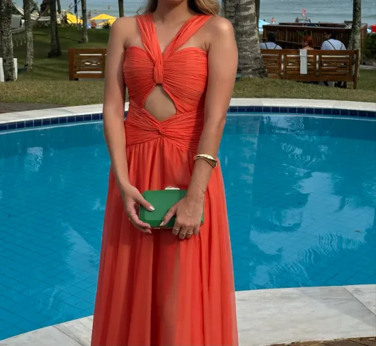 vestido de festa laranja