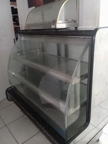 Balcão de vidro de luz led/ estufa quente 