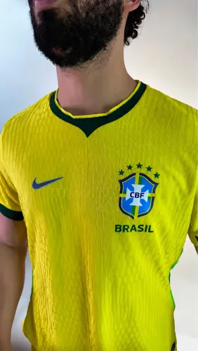 Camisa Brasil Malha Jogador Amarela Queima de Estoque Varejo Atacado