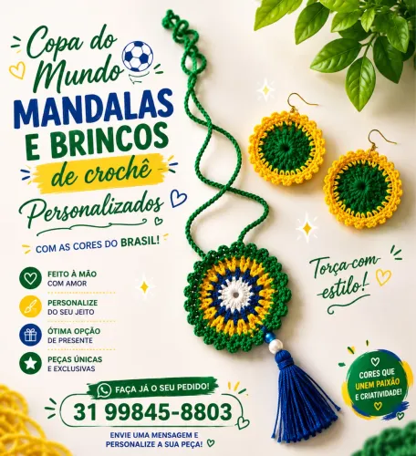 Mandalas e brincos para copa do mundo 