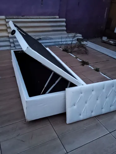 Cama baú solteiro com cabiceira 
