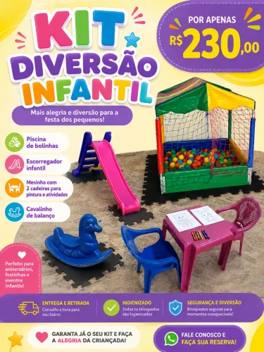 Aluguel de brinquedos baby piscina de bolinha escorrega cavalinho e mesa atividades