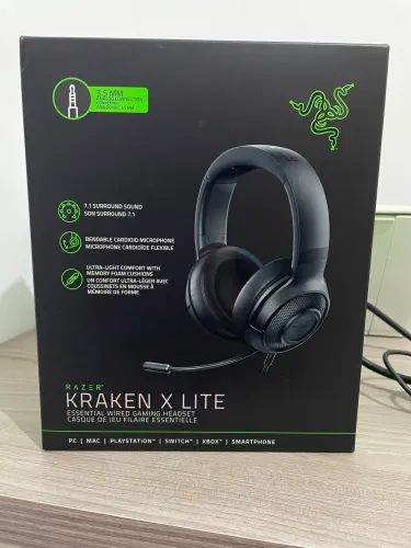 Headset  Novo Gamer Razer Kraken X Lite Surround 7.1 Preto