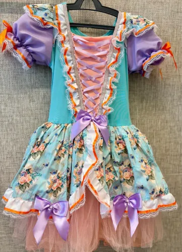 Vestido Festa Junina Infantil Luxo Tiffany - Customizado com Pedrarias