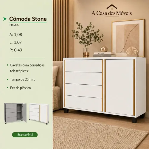 Cômoda Stone - Branco Mel