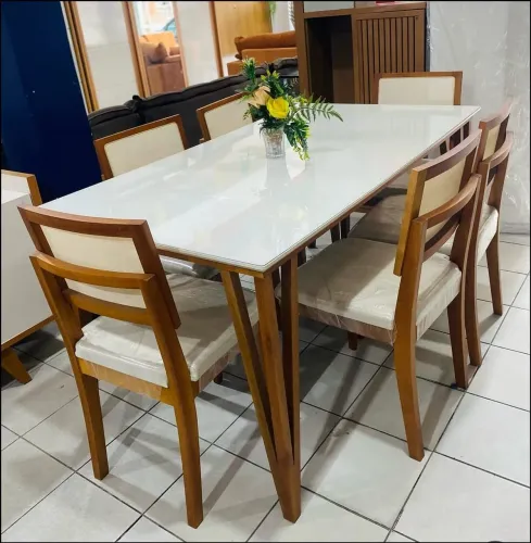Mesa de Jantar 6 Cadeiras Dobue Safira 169x90 Em madeira - Novo e embalado!!