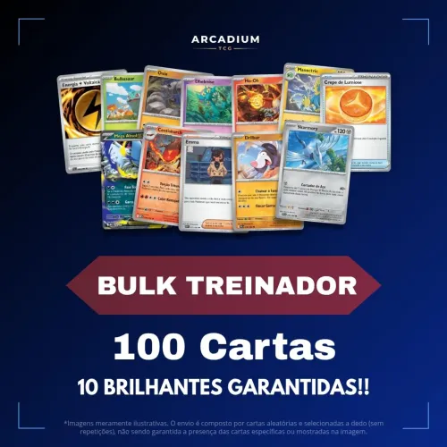 Lote com 100 Cartas Pokemon Oficial - SEM REPETIÇÃO, 10 BRILHANTES