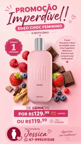Perfume/ Colônia Feminino Egeo Choc Boticário