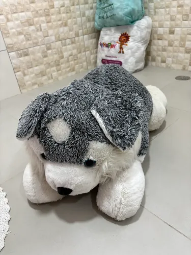 Cachorro husky siberiano de pelúcia gigante - macio e grande