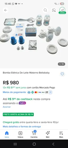 bomba elétrica tirar leite bellababy
