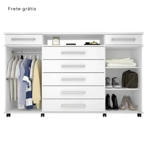 Cômoda 7 Gavetas 2 Portas com Rodízios London Yescasa