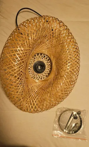 Lustre bambu palhinha boho 40cm x 30cm