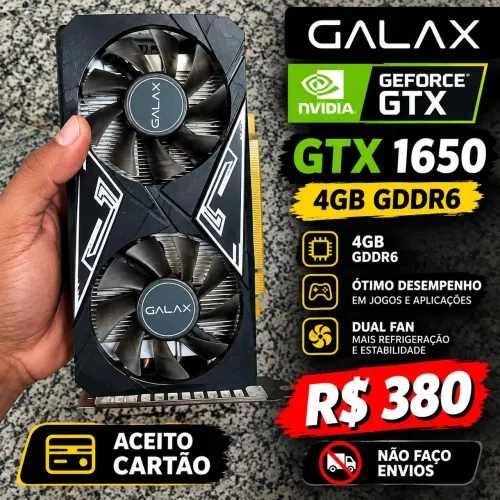 Placa de vídeo Nvidia GeForce GTX 1650 de 4Gb, Funcionando 100%, Aceito cartão.