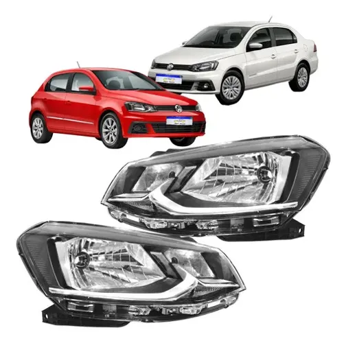 Par Farol Vw Gol Voyage G7 2017 2018 Friso Cromado Direito
