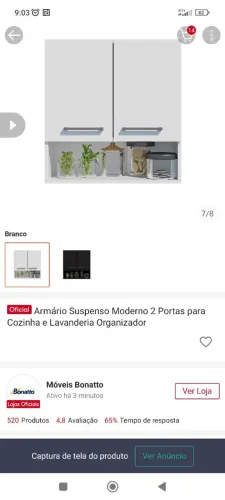 Armário cozinha suspenso 2 portas 