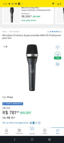 Microfone AKG D5 (profissional)