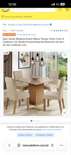 Mesa com 4 cadeira 