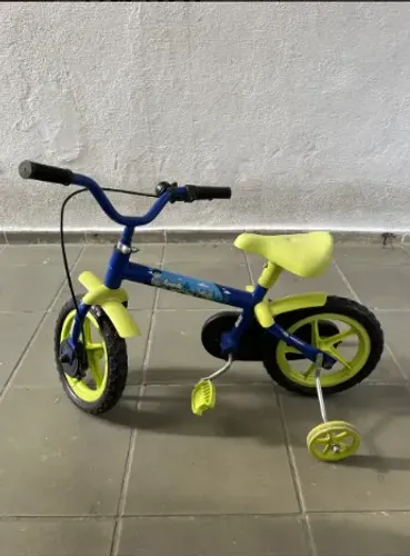 Bicicleta Infantil Aro 12 Azul Com Verde Usada