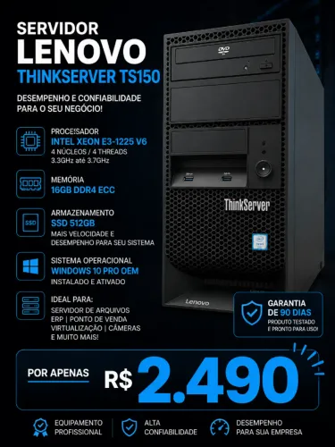Servidor Lenovo ThinkServer TS150 | Xeon E3-1225 V6