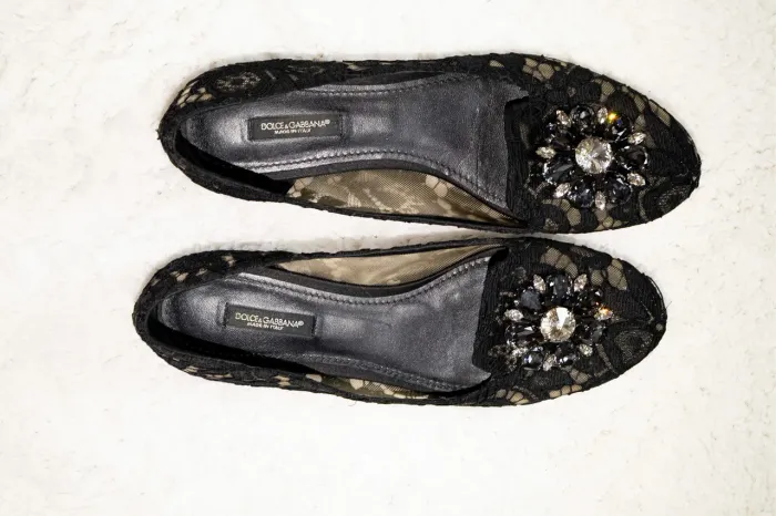 Sapatilha Dolce Gabbana Original - Modelo Renda Preta com Pedraria