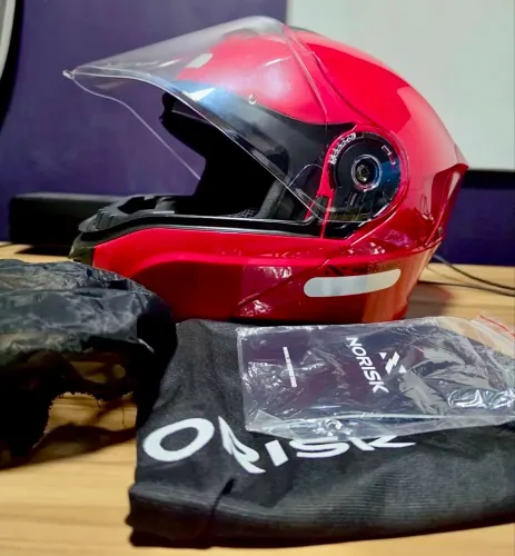 Capacete Escamoteável Norisk Motion Monocolor Vermelho Tamanho do capacete 62/XL