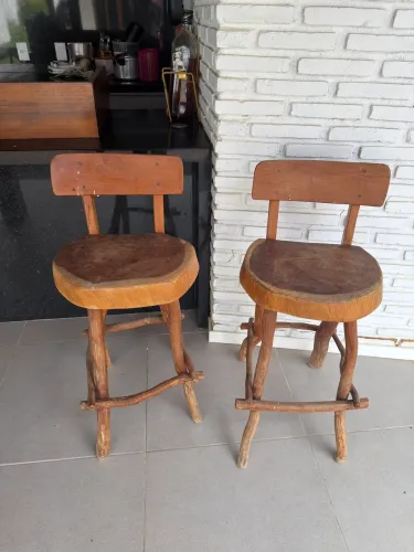 Cadeira banqueta rústica c/ 2