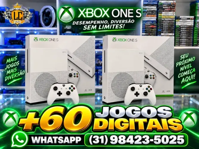 XBOX ONE S 5OOGB COM 65 JOGOS e GARANTIA O6 MES I LOJA FISICA