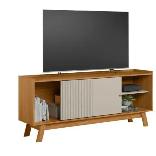 Rack para Tv 65 Polegadas Aurum  Nature/off White Nature/Off White  Altura (cm)66 cm Largu