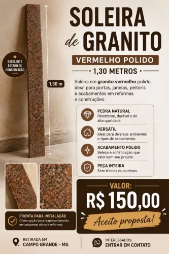 Solteira de Granito Vermelho Polido 1,30m - Excelente Estado 